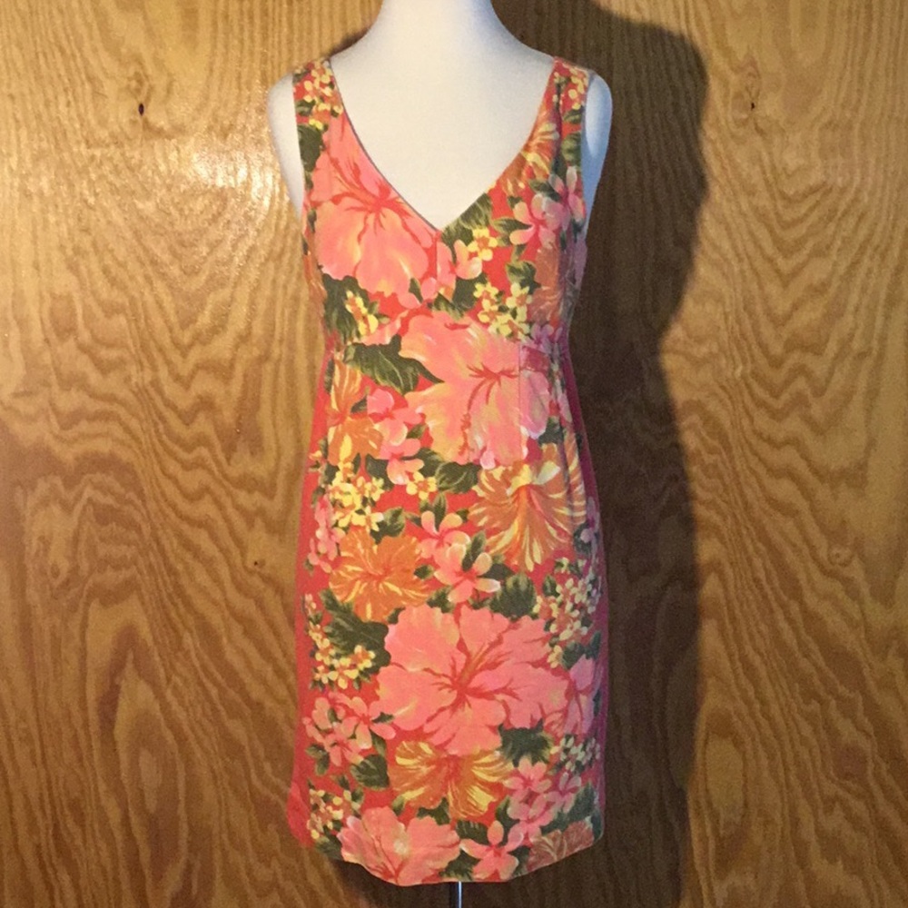 Tracy Feith hibiscus print pique empire frock
